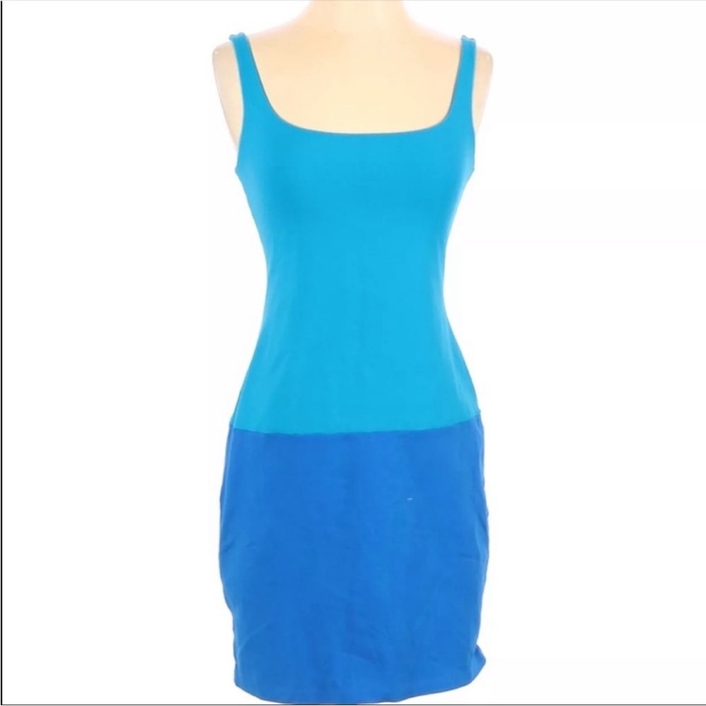 Susana Monaco Colorblock Tank Dress Turquoise Blue Size S